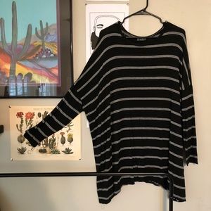 Black & White Striped Long Sleeve T-Shirt Dress